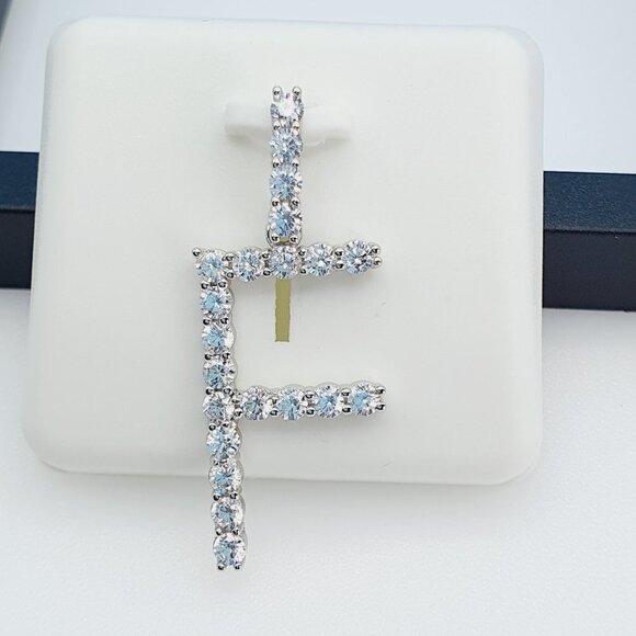 "925 Sterling Silver Cubic Zirconia Initial Pendant, UU1P6A6172 - Picture 2 of 11